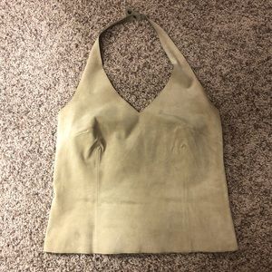 Vintage 90’s hippy suede leather halter tank top